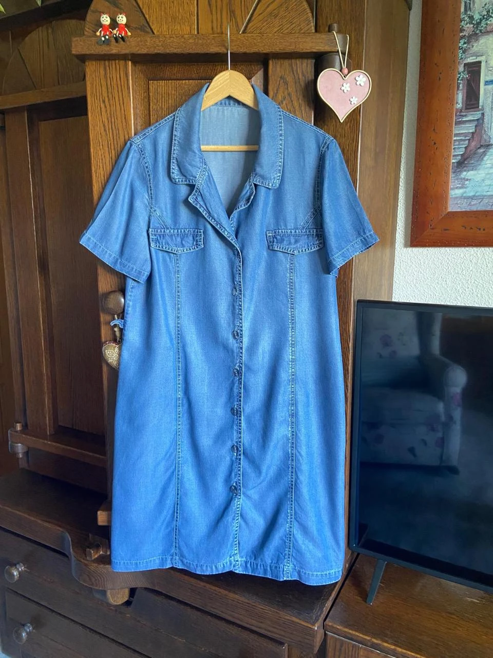 Vestido vaquero de verano, manga corta, abonotado, tela muy agradable. – photo 2